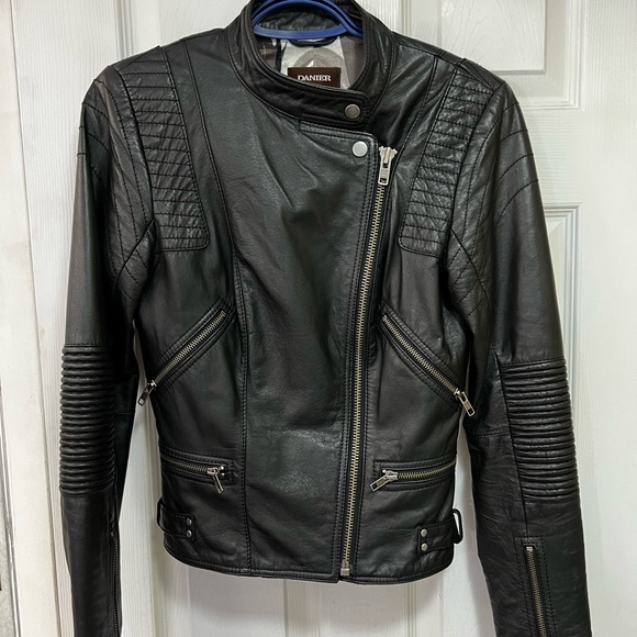 Danier Black Biker Leather Jacket - Picture 1 of 12